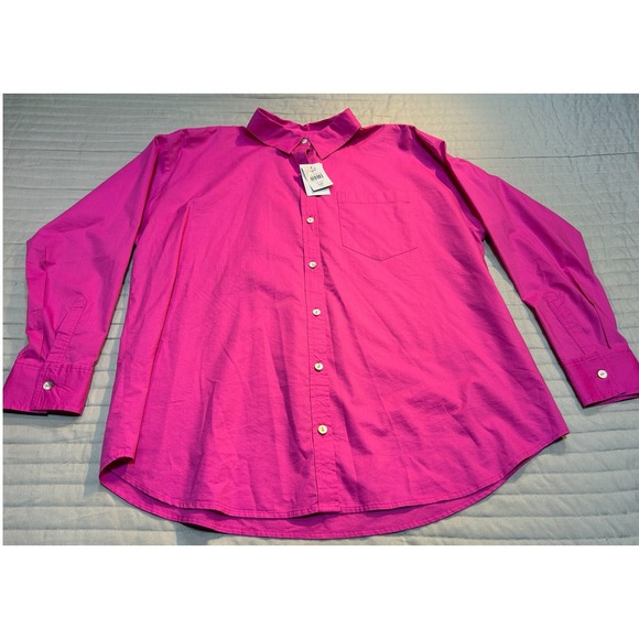 J Jill Pink Button Front Long Sleeve Pocket Shirt Women's Size Petite Med NWTags - Picture 3 of 10